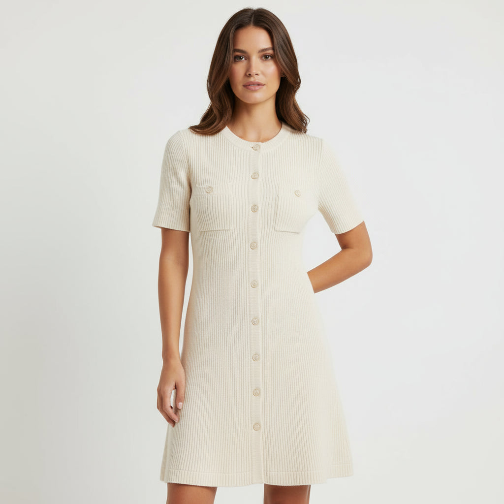 BYRAVERNO | Women’s Knitted Mini Dress – Elegant Rib Statement