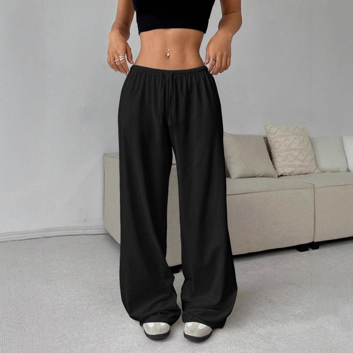 RAVERNO | Men’s Linen Wide-Leg Pants – Slack Loose Drawstring