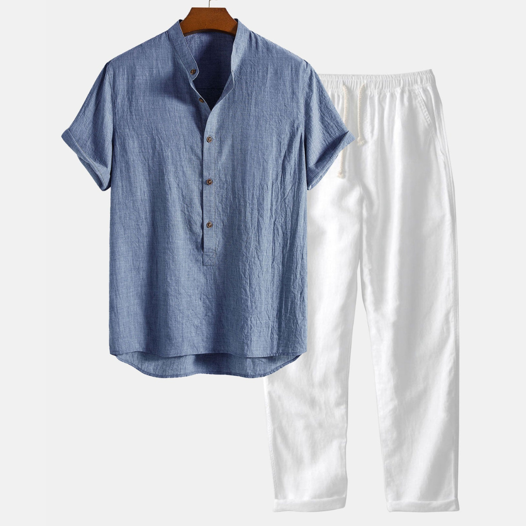 RAVERNO | Men’s Linen Short-Sleeved Set – Dominica Relaxed Duo