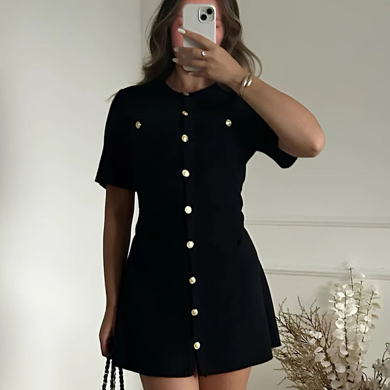 RAVERNO | Women’s Knitted Mini Dress – Elegant Rib Statement