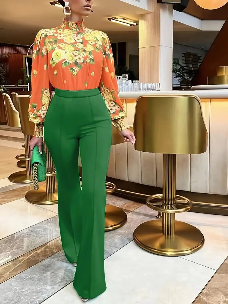 RAVERNO | Women’s Slim Bell-Bottoms Trousers – Flared Tailored Chic
