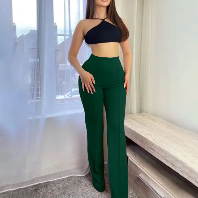 RAVERNO | Women’s Slim Bell-Bottoms Trousers – Flared Tailored Chic