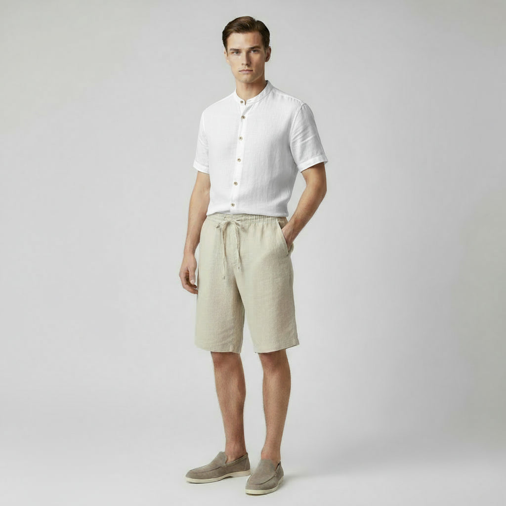 BYRAVERNO | Men’s Linen Shirt - Short Sleeve Pure Linen