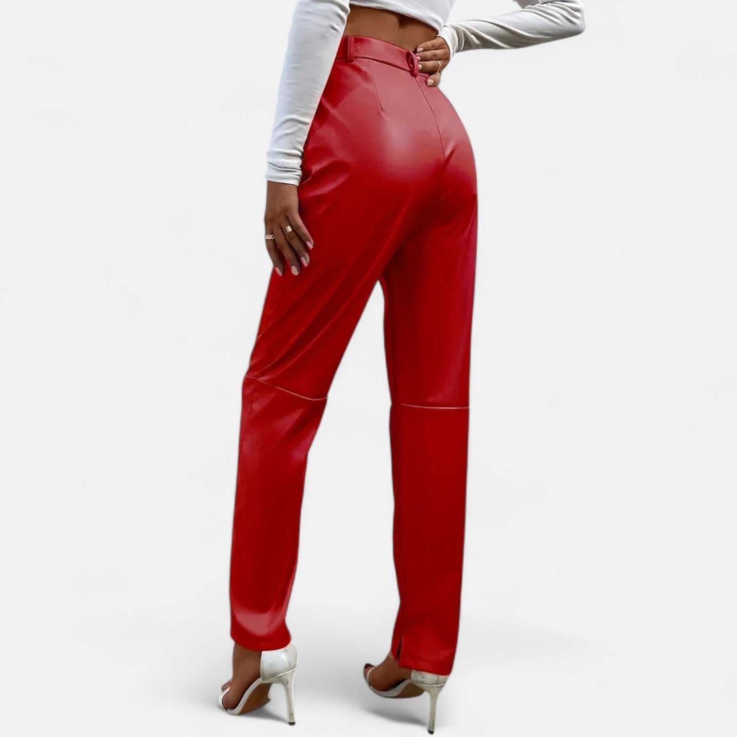 RAVERNO | Women’s Faux Leather Trousers – High-Waist Sculpted Edge