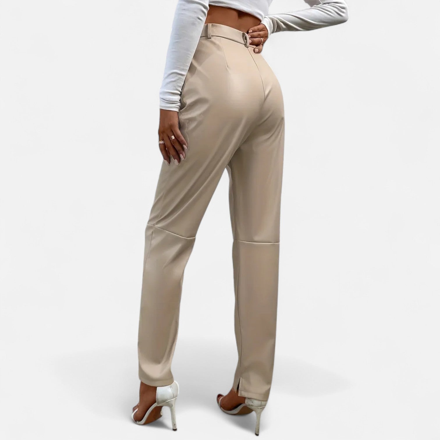 RAVERNO | Women’s Faux Leather Trousers – High-Waist Sculpted Edge