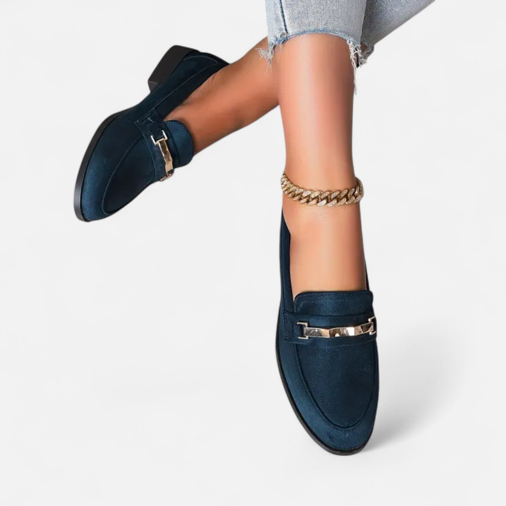 RAVERNO | Women’s Loafers – Chic Metallic Accent Elegance