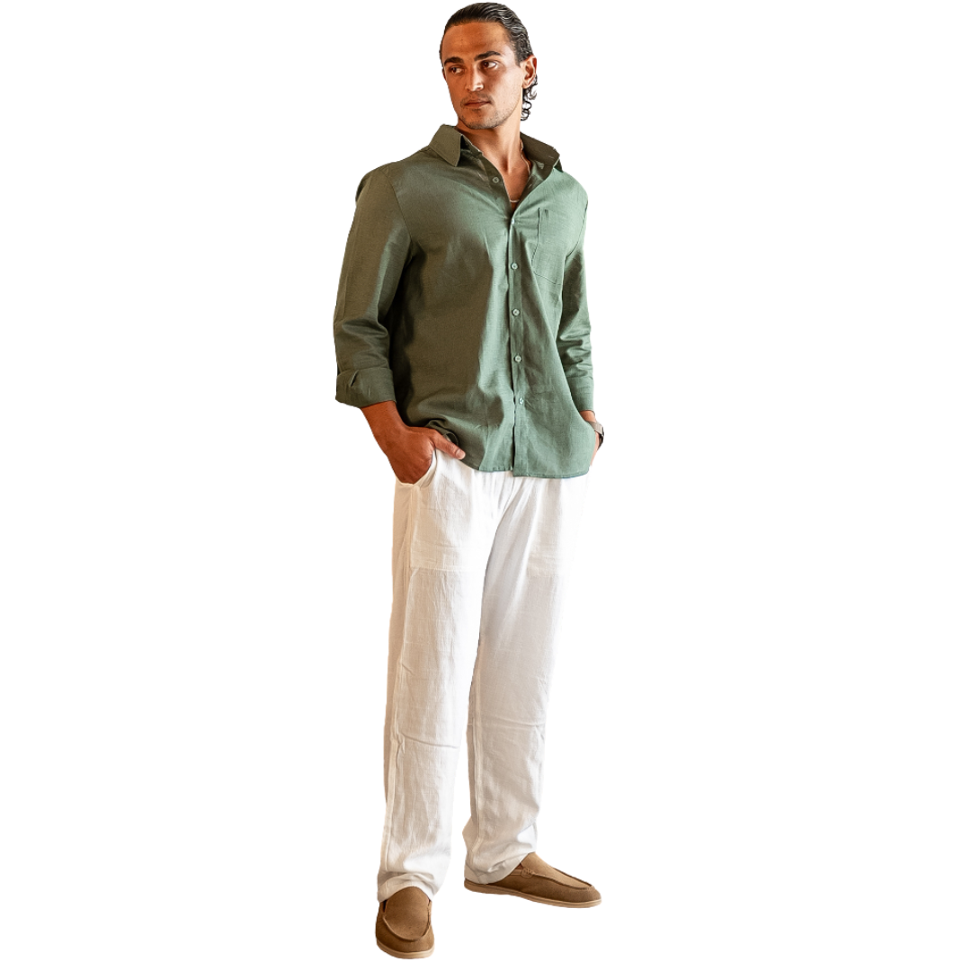 RAVERNO | Men’s Linen Combo Long Sleeve – Sophisticated Texture Blend