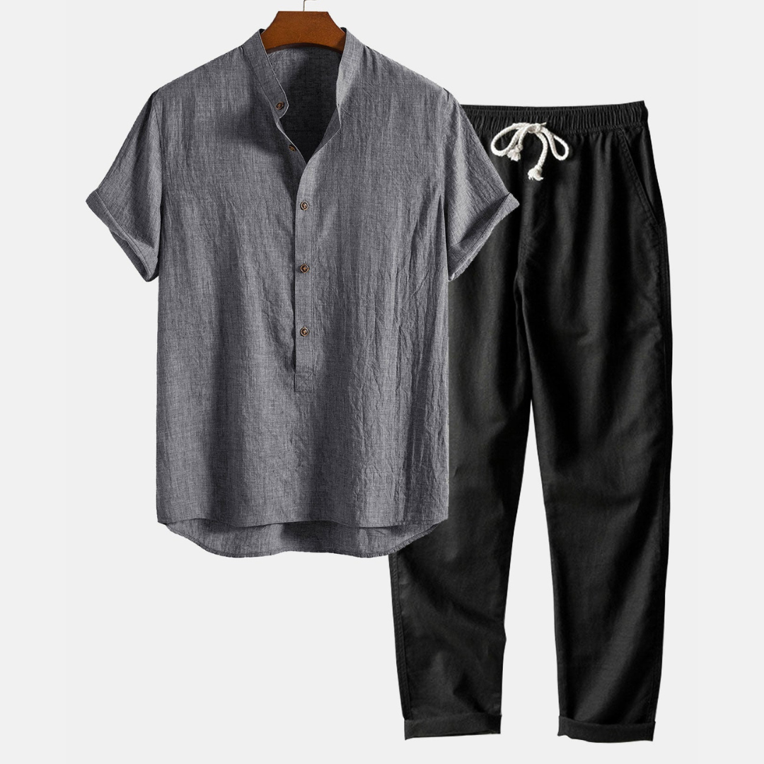 RAVERNO | Men’s Linen Short-Sleeved Set – Dominica Relaxed Duo