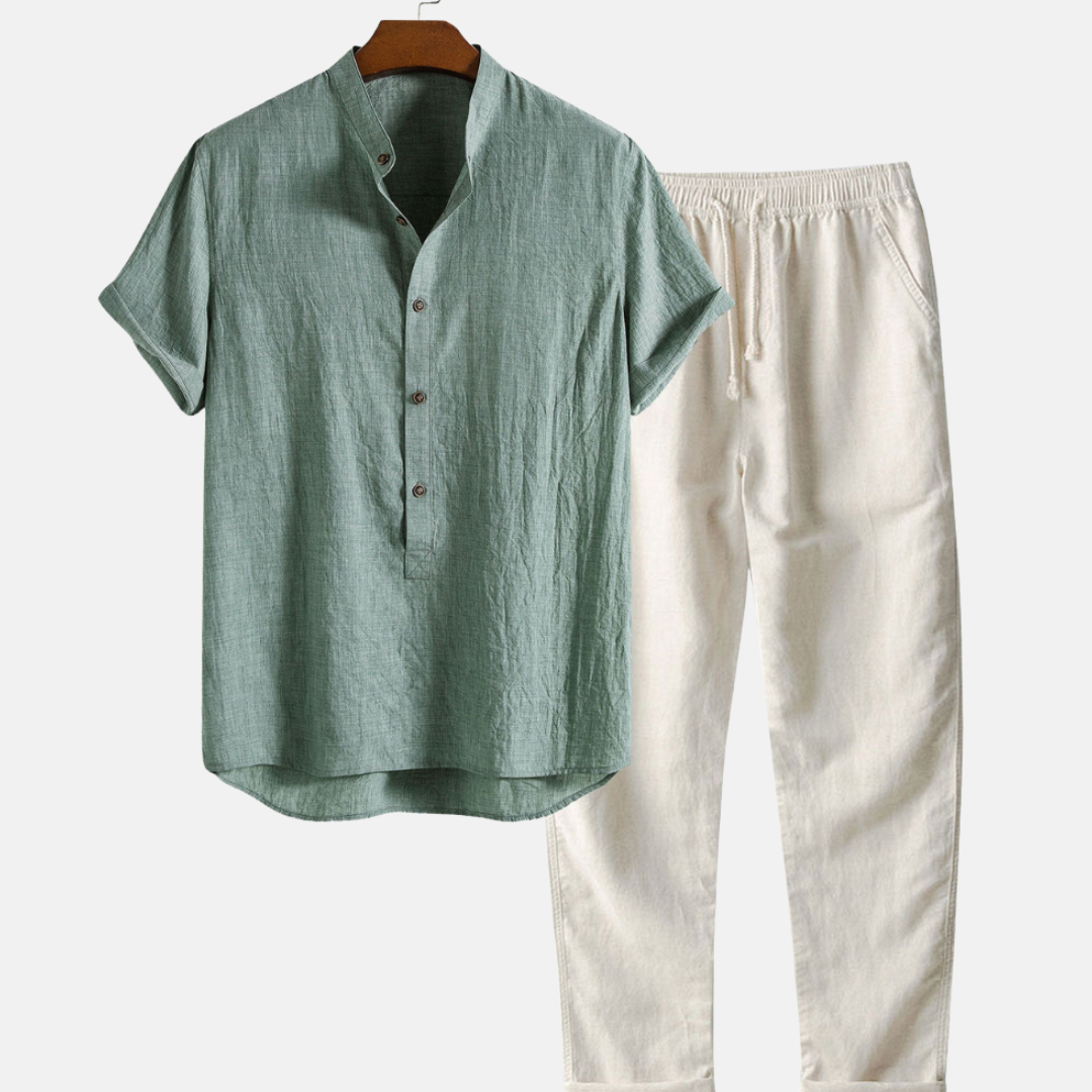 RAVERNO | Men’s Linen Short-Sleeved Set – Dominica Relaxed Duo