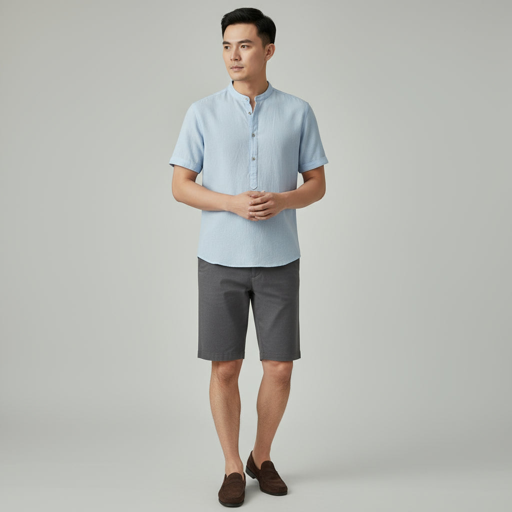RAVERNO | Men’s Linen Shirt - Short Sleeve Pure Linen