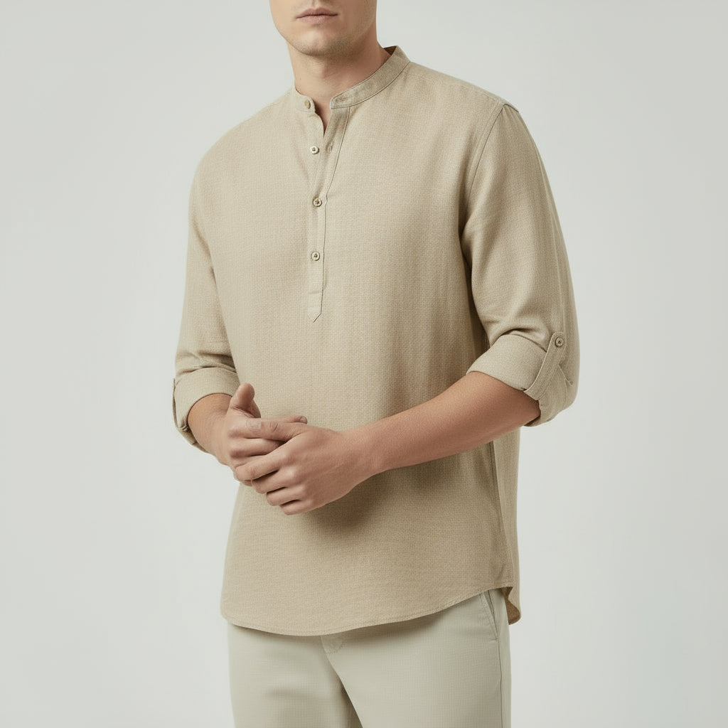 RAVERNO | Men’s Linen Long Sleeve Shirt - Breathable Timeless Fit