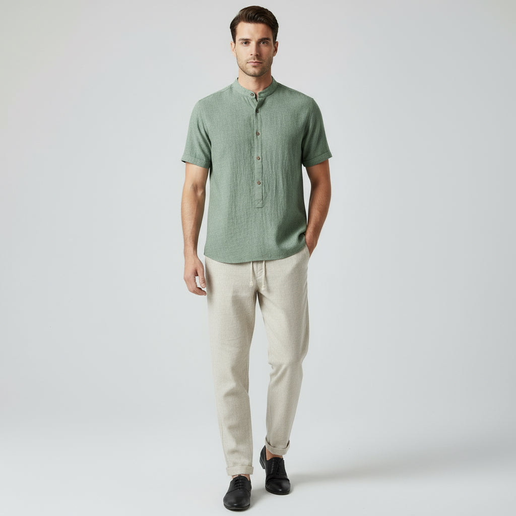 RAVERNO | Men’s Linen Short-Sleeved Set – Dominica Relaxed Duo
