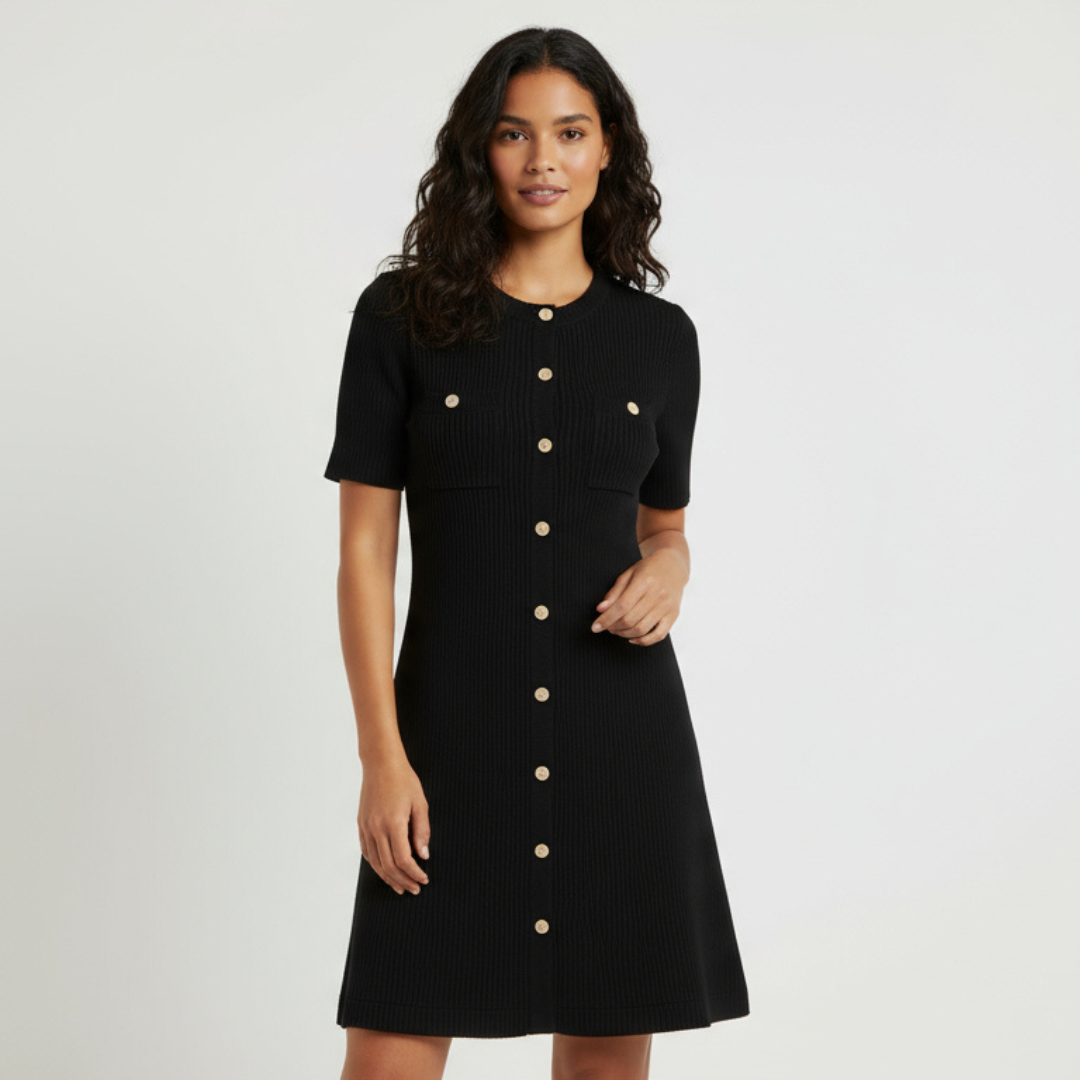 RAVERNO | Women’s Knitted Mini Dress – Elegant Rib Statement