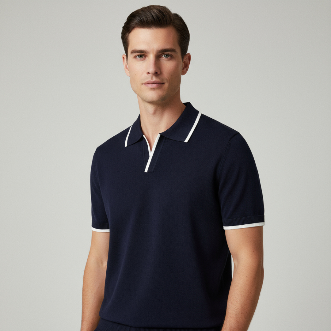 RAVERNO | Men’s Contrast Slim Polo – Refined Edge