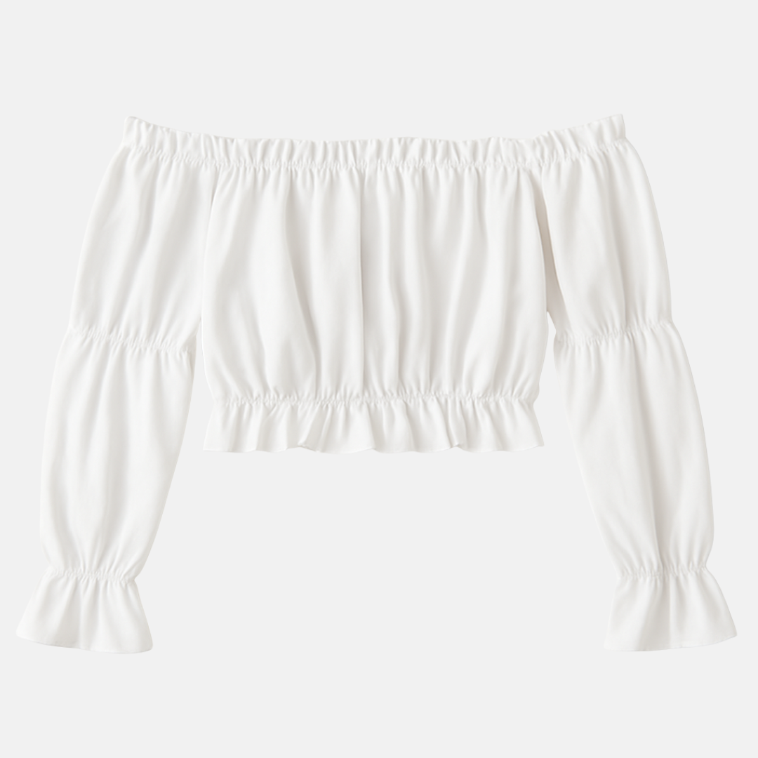 RAVERNO | Women’s Off-Shoulder Puff Sleeve Blouse – Elegant Ruffle Silhouette