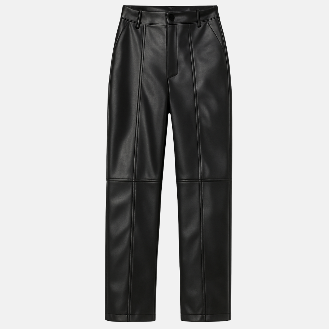 RAVERNO | Women’s Faux Leather Trousers – High-Waist Sculpted Edge
