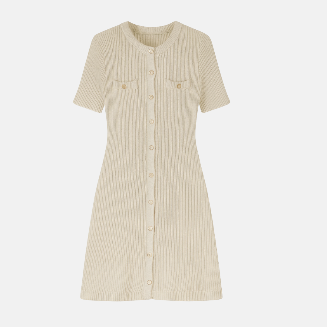 RAVERNO | Women’s Knitted Mini Dress – Elegant Rib Statement