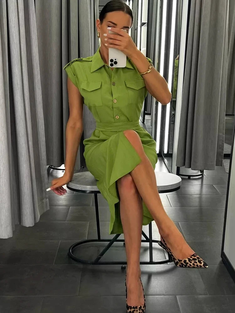 RAVERNO | Women’s Midi A-Line Dress – Vintage Summer Elegance