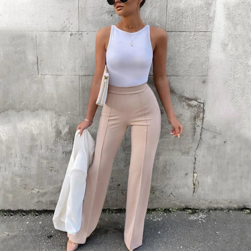 RAVERNO | Women’s Slim Bell-Bottoms Trousers – Flared Tailored Chic