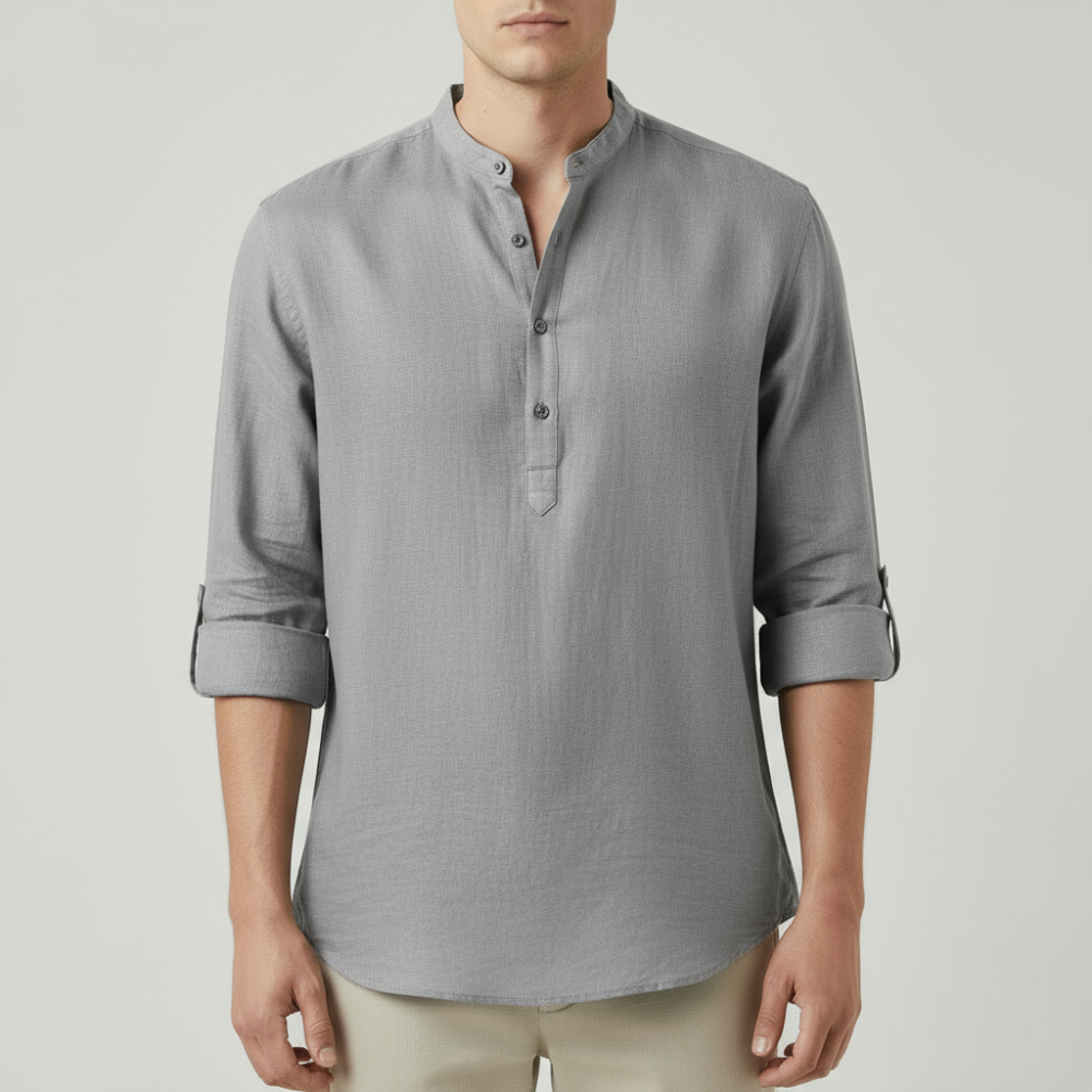 RAVERNO | Men’s Linen Long Sleeve Shirt - Breathable Timeless Fit