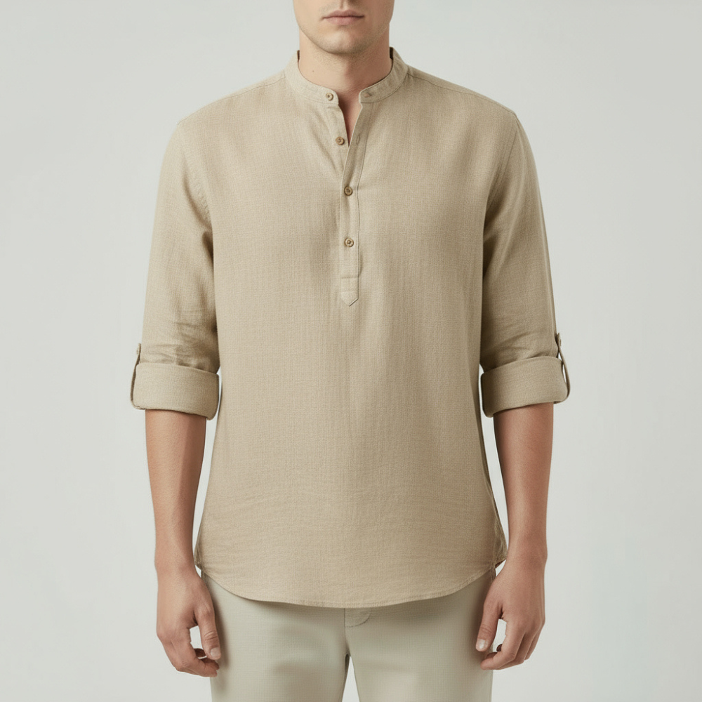 RAVERNO | Men’s Linen Long Sleeve Shirt - Breathable Timeless Fit