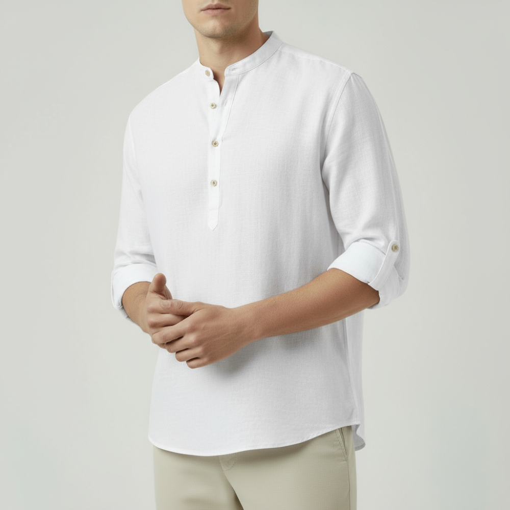 RAVERNO | Men’s Linen Long Sleeve Shirt - Breathable Timeless Fit