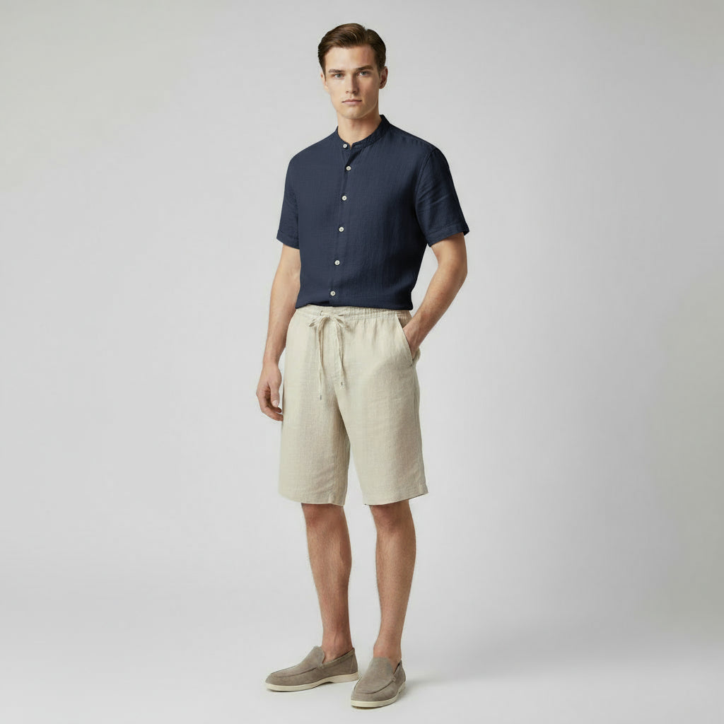 BYRAVERNO | Men’s Linen Shirt - Short Sleeve Pure Linen
